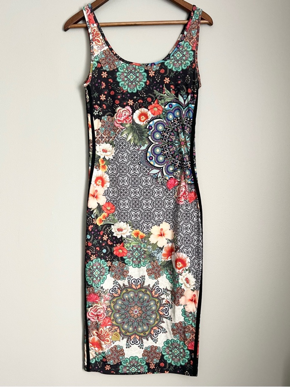 ADIDAS X Farm Rio Collab Jardim Floral Tank Sleeveless Midi Dress Scoop Neck S